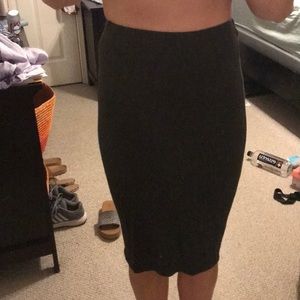 Army green stretchy pencil skirt high waisted